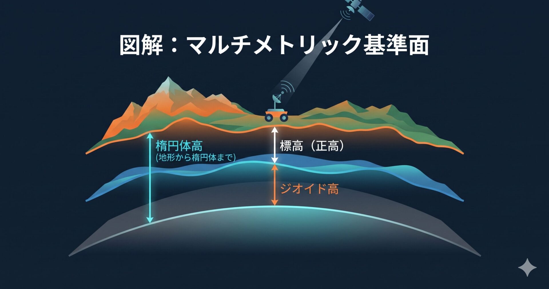 楕円体高と標高を現場で取り違えない