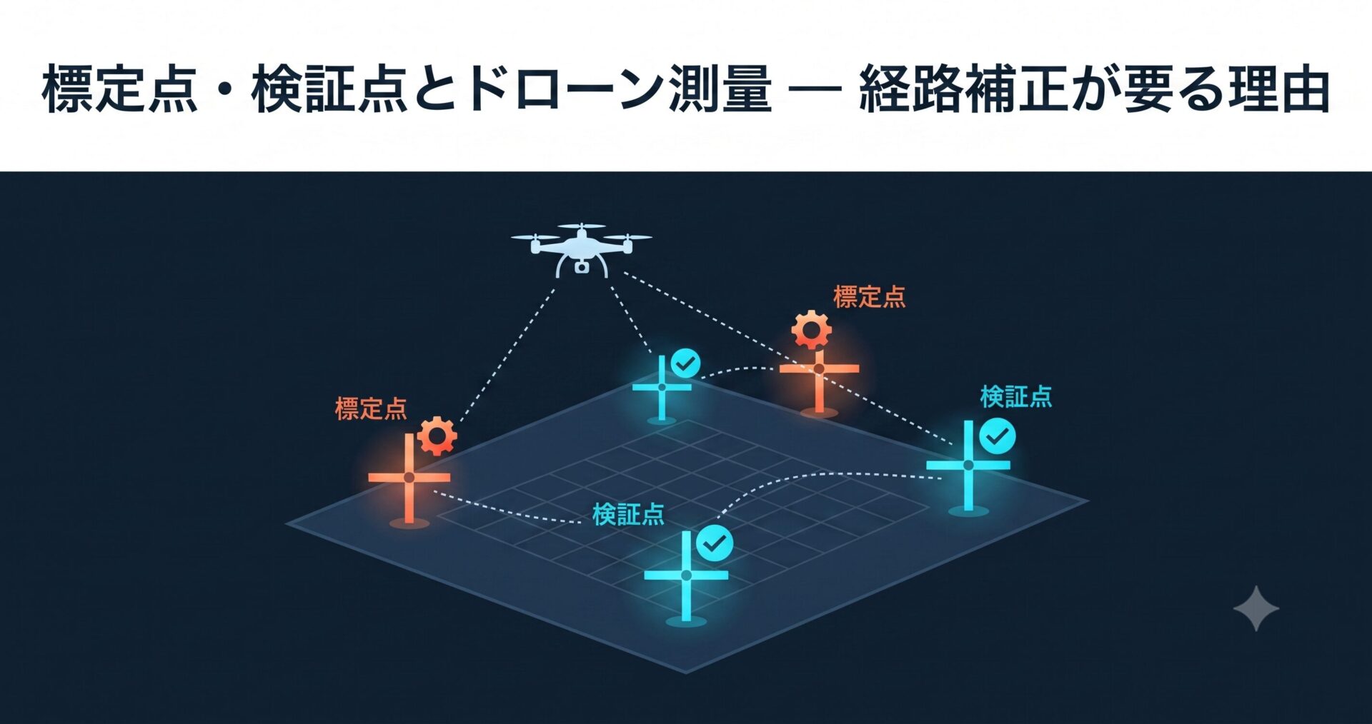 標定点・検証点とドローン測量 — 経路補正が要る理由